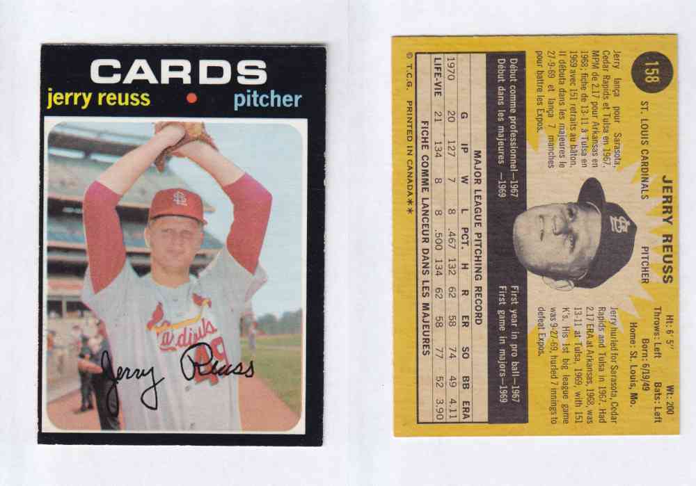 1971 O-PEE-CHEE BASEBALL CARDS #158  J. REUSS photo