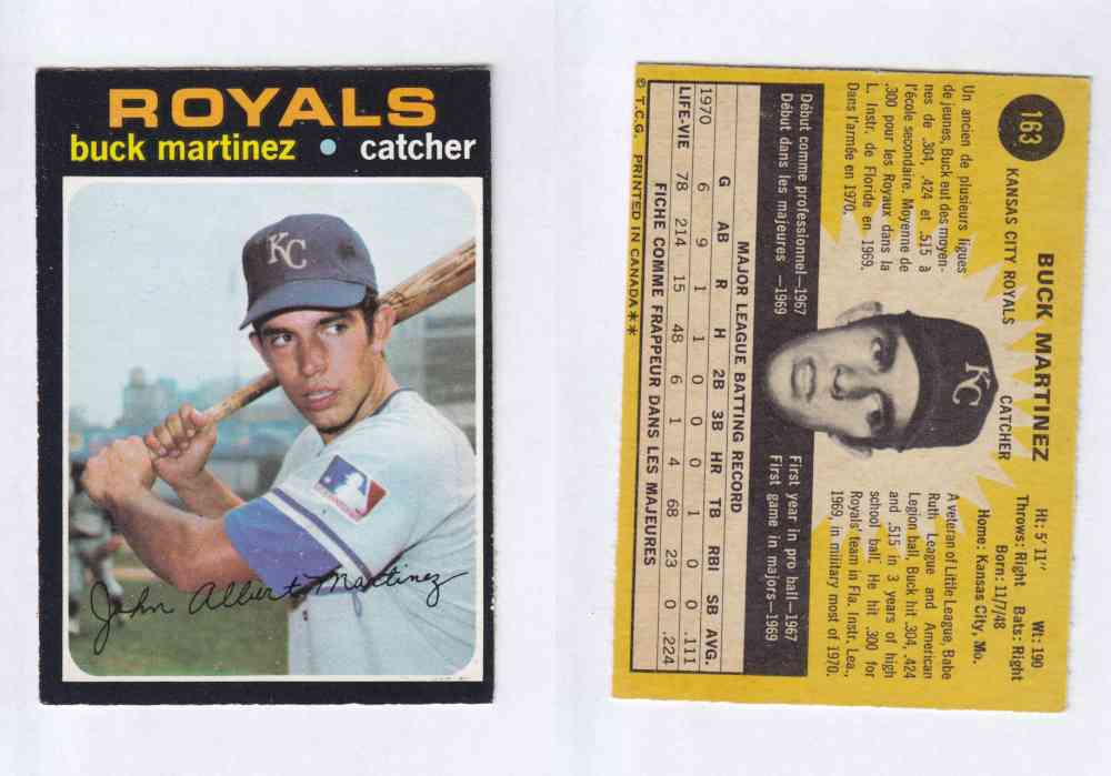 1971 O-PEE-CHEE BASEBALL CARDS #163  B. MARTINEZ photo