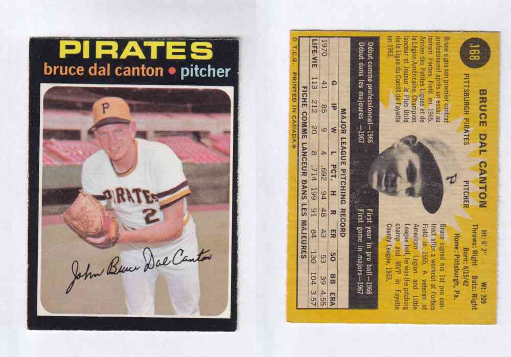 1971 O-PEE-CHEE BASEBALL CARDS #168  B.  DAL CANTON photo