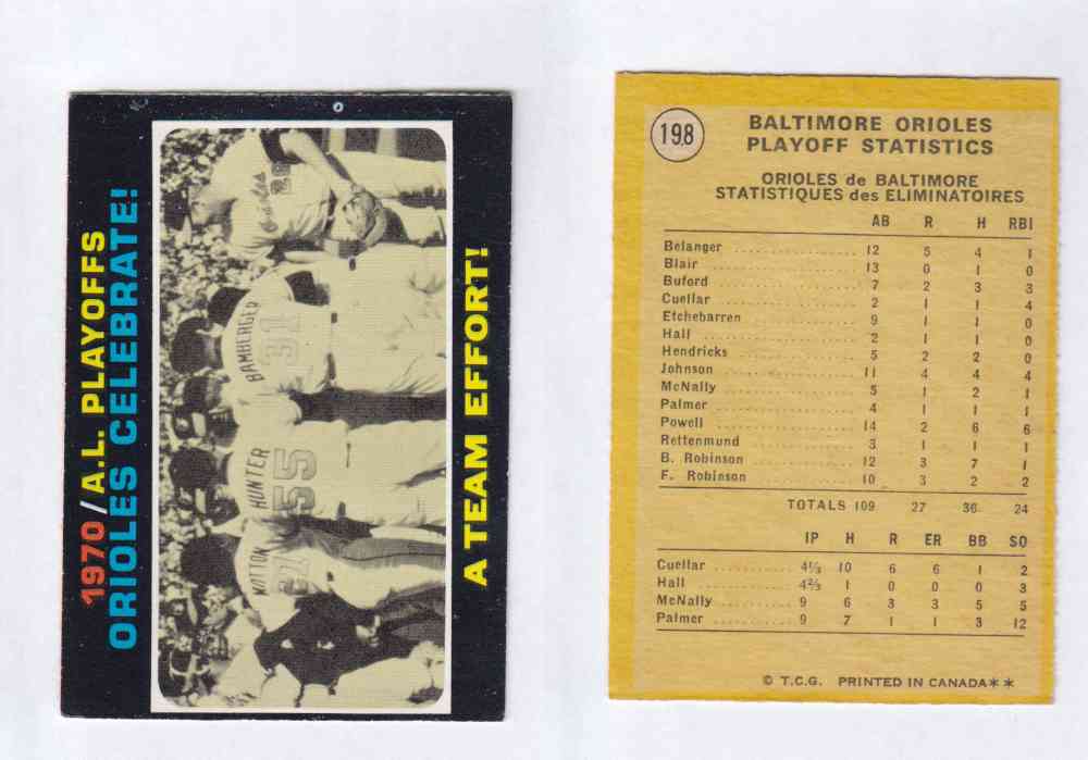 1971 O-PEE-CHEE BASEBALL CARDS #198    A. L. PLAYOFFS  photo