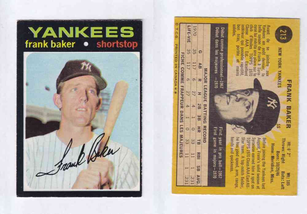 1971 O-PEE-CHEE BASEBALL CARDS #213  F. BAKER photo