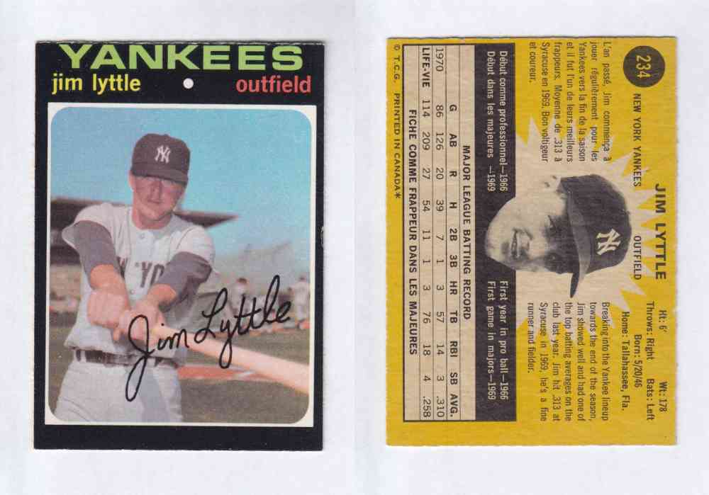 1971 O-PEE-CHEE BASEBALL CARDS #234  J. LYTTLE photo