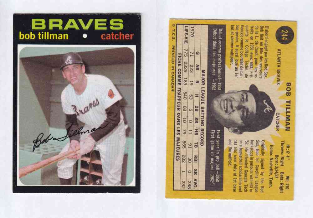 1971 O-PEE-CHEE BASEBALL CARDS #244  B. TILLMAN photo