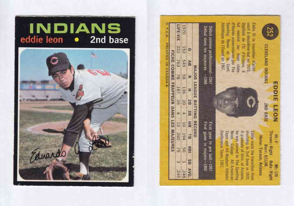 1971 O-PEE-CHEE BASEBALL CARDS #252  E. LEON photo