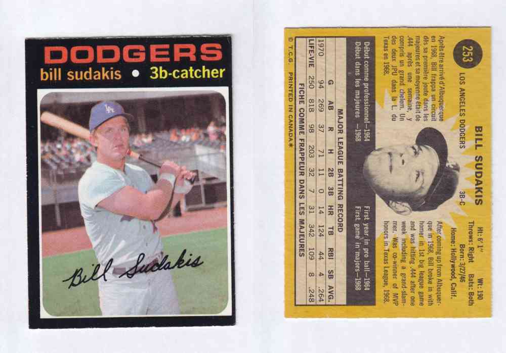 1971 O-PEE-CHEE BASEBALL CARDS #253  B. SUDAKIS photo