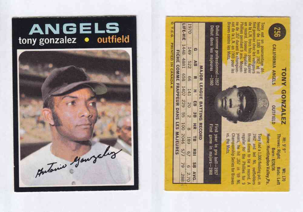 1971 O-PEE-CHEE BASEBALL CARDS #256  T. GONZALEZ photo