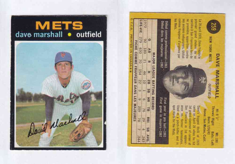 1971 O-PEE-CHEE BASEBALL CARDS #259  D. MARSHALL photo