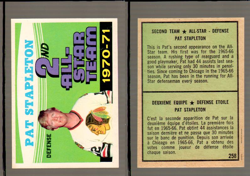 1971-72 O-PEE-CHEE HOCKEY CARD #258 P.STAPLETON 2AS photo