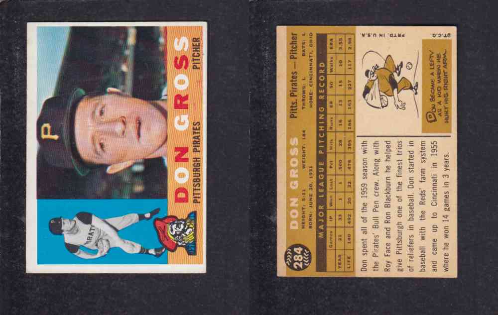 1960 TOPPS BASEBALL CARD #284 D. GROSS photo