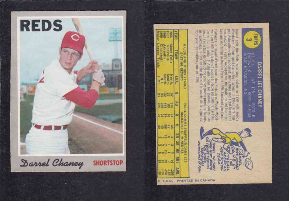 1970 O-PEE-CHEE BASEBALL CARD #3 D. CHANEY photo