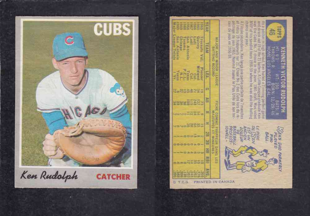 1970 O-PEE-CHEE BASEBALL CARD #46 K RUDOLPH photo