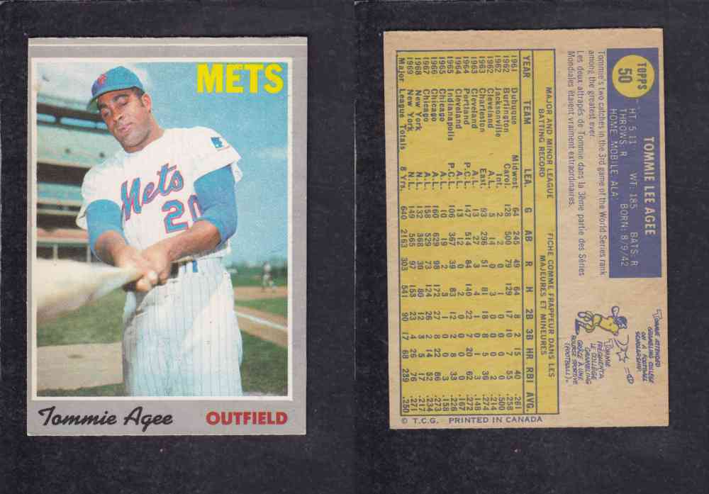 1970 O-PEE-CHEE BASEBALL CARD #50 T. AGEE photo