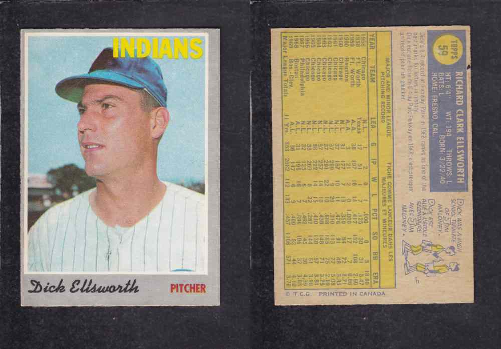 1970 O-PEE-CHEE BASEBALL CARD #59 D. ELLSWORTH photo