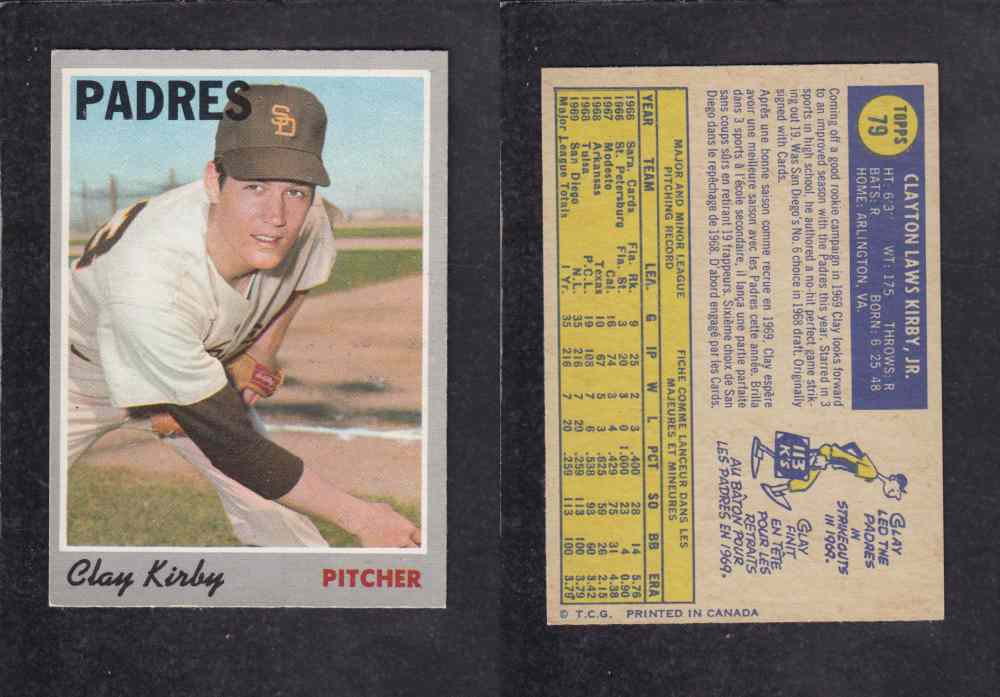 1970 O-PEE-CHEE BASEBALL CARD #79 C. KIRBY photo