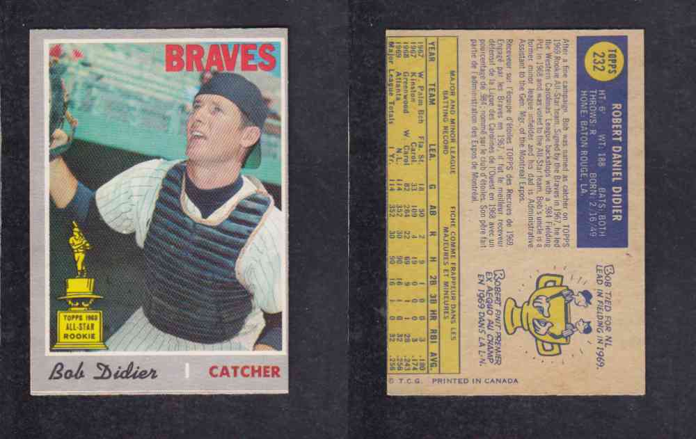 1970 O-PEE-CHEE BASEBALL CARD #232 B. DIDIER photo