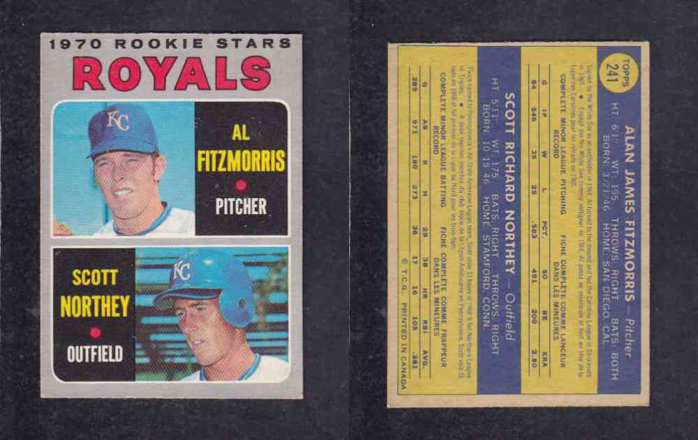 1970 O-PEE-CHEE BASEBALL CARD #241 A. FITZMORRIS / S. NORTHEY photo