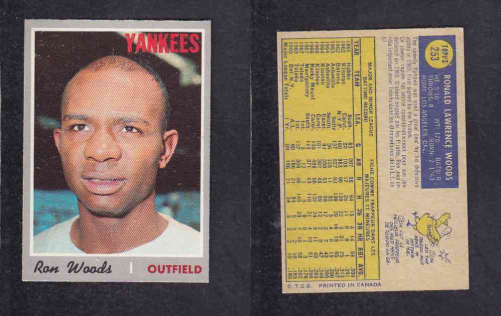 1970 O-PEE-CHEE BASEBALL CARD #253 R. WOODS photo