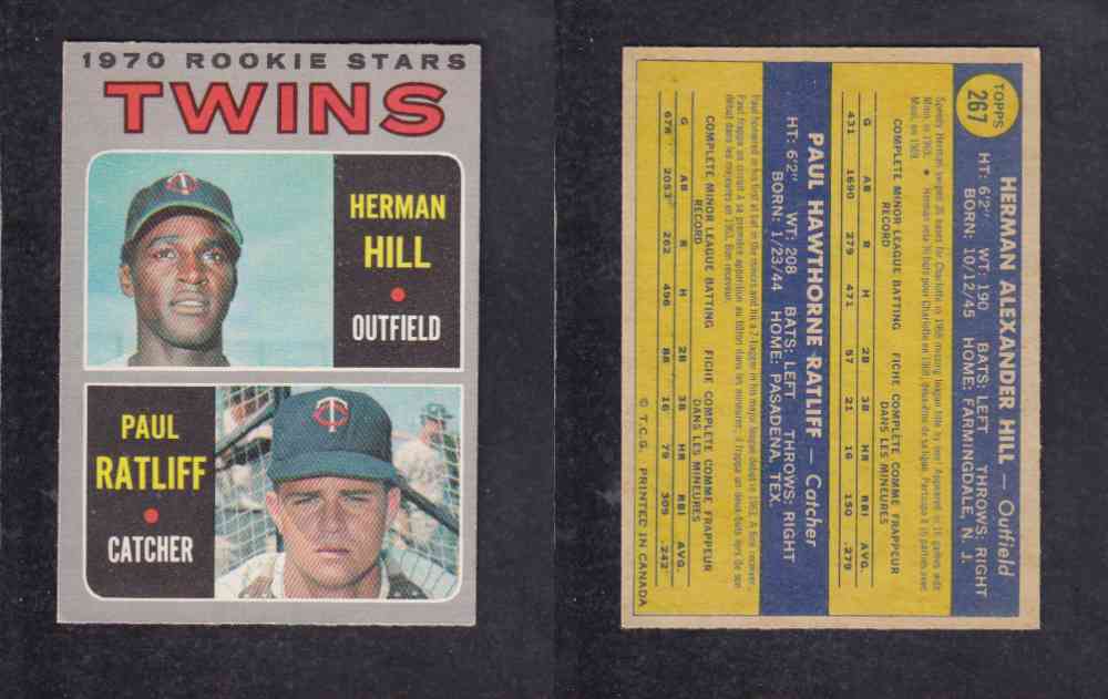 1970 O-PEE-CHEE BASEBALL CARD #267 ROOKIE STARS TWINS photo