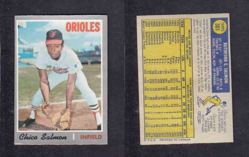 1970 O-PEE-CHEE BASEBALL CARD #301 C. SALMON photo