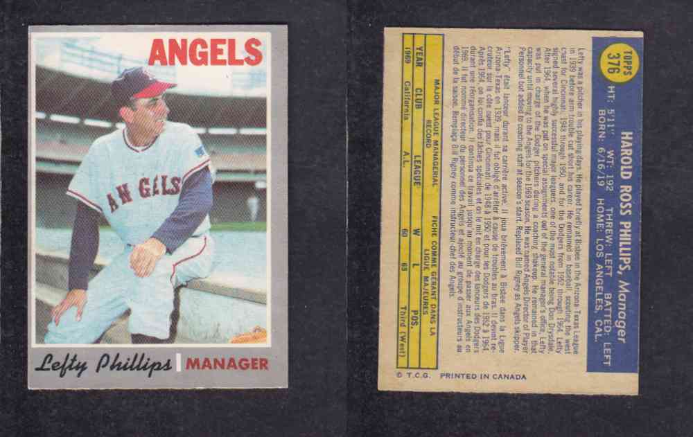 1970 O-PEE-CHEE BASEBALL CARD #376 L. PHILLIPS photo