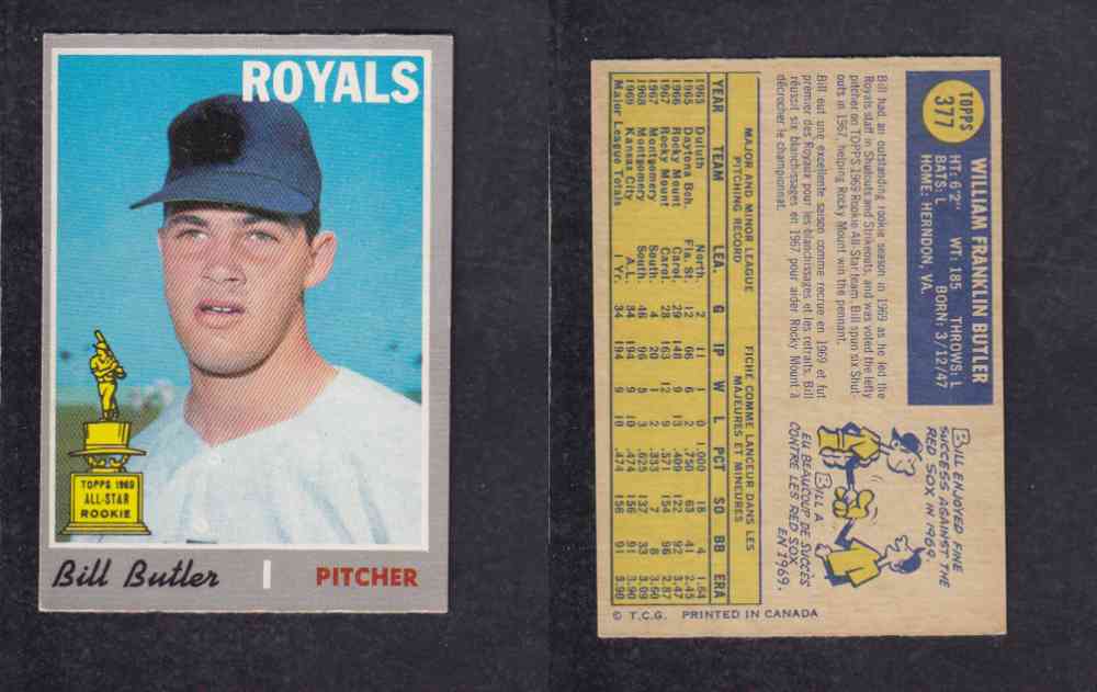 1970 O-PEE-CHEE BASEBALL CARD #377 B. BUTLER photo