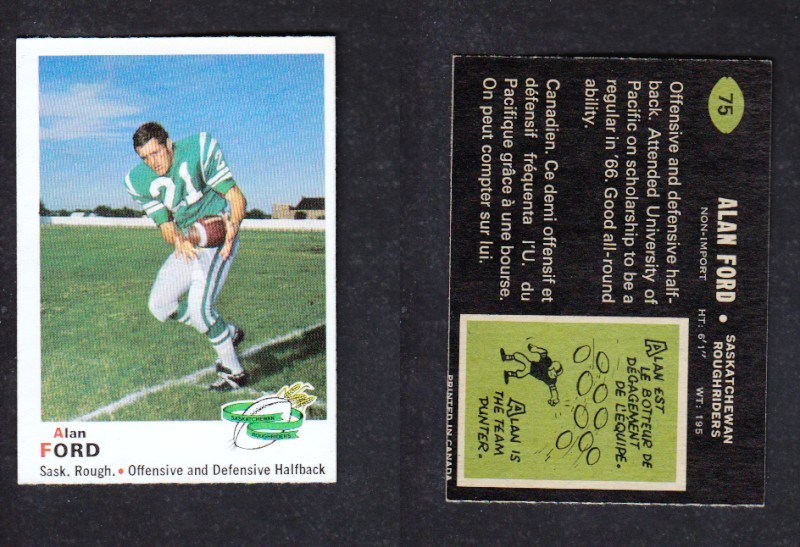 1970 CFL O-PEE-CHEE FOOTBALL CARD #75 A. FORD photo