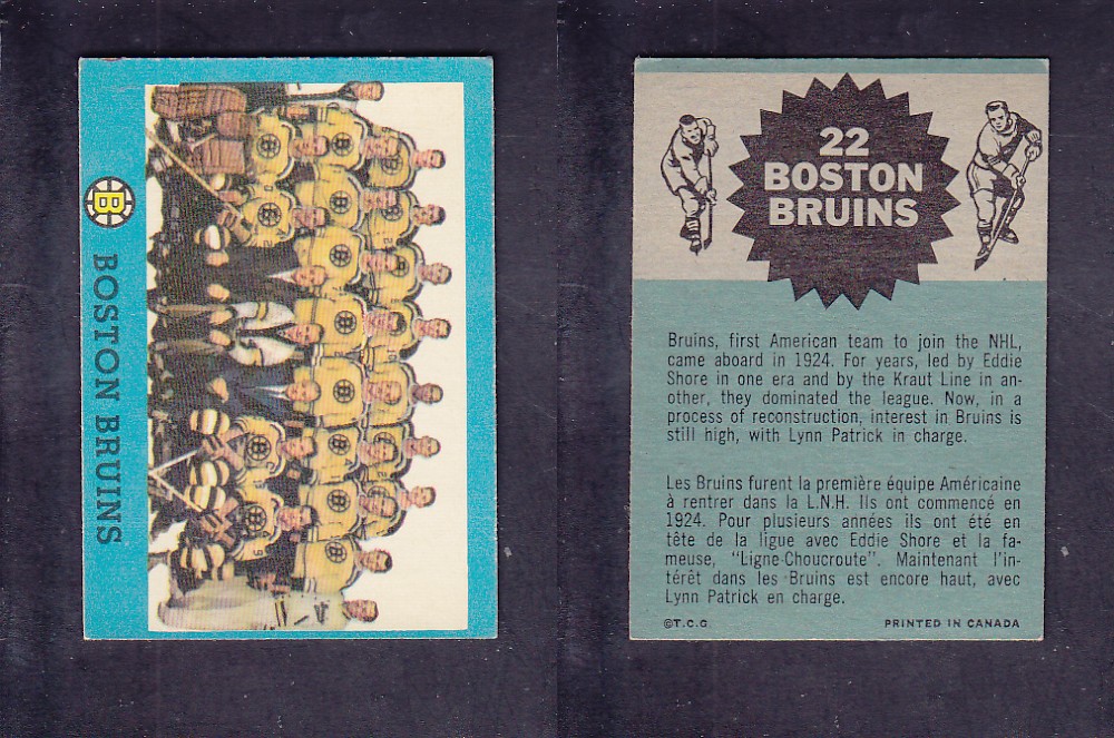 1962-63 TOPPS HOCKEY CARD #22 BOSTON BRUINS photo