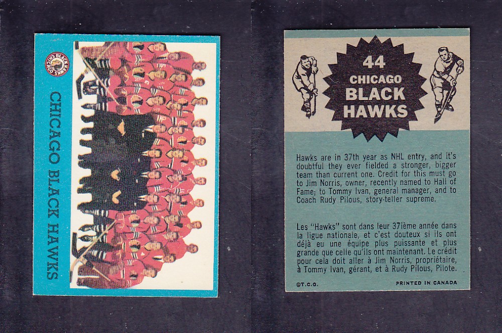 1962-63 TOPPS HOCKEY CARD #44 CHICAGO BLACK HAWKS photo