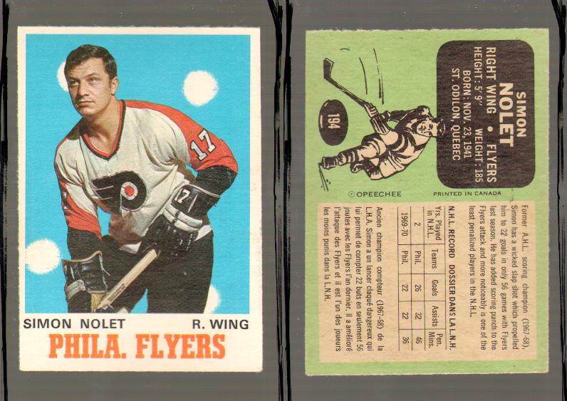 1970-71 O-PEE-CHEE CARD #194 S. NOLET photo