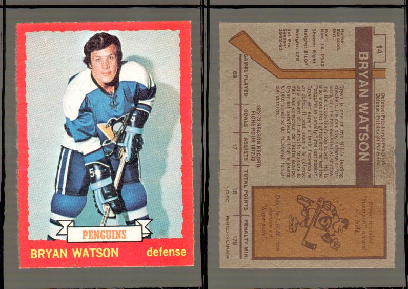 1973-74 O-PEE-CHEE CARD #14 B. WATSON photo