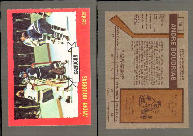 1973-74 O-PEE-CHEE CARD #19 A. BOUDRIAS photo