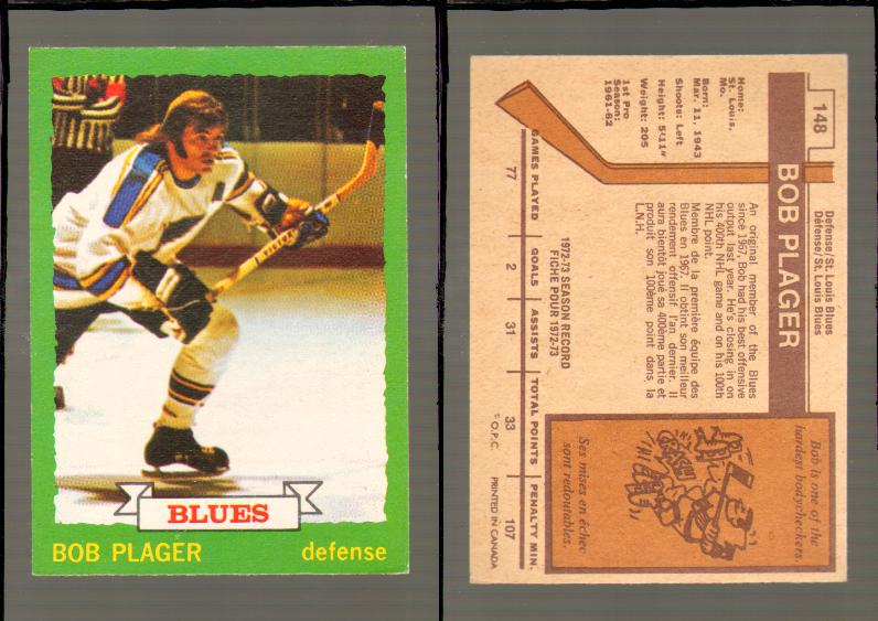 1973-74 O-PEE-CHEE CARD #148 B. PLAGER photo