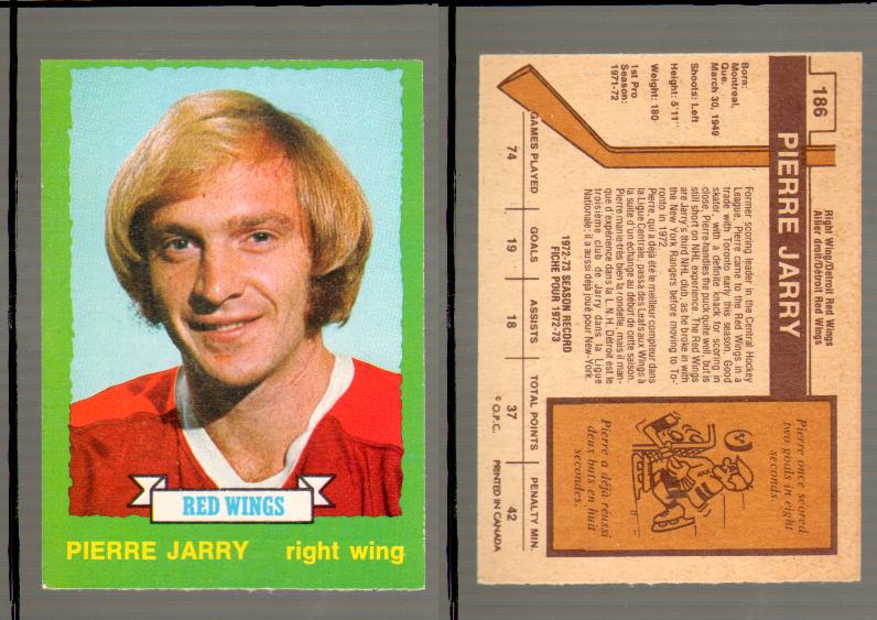 1973-74 O-PEE-CHEE CARD #186 P. JARRY photo