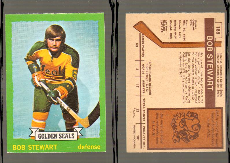 1973-74 O-PEE-CHEE CARD #188 B. STEWART photo