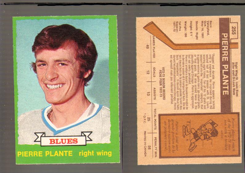 1973-74 O-PEE-CHEE CARD #255 P. PLANTE photo
