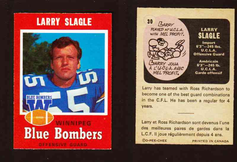 1971 CFL O-PEE-CHEE FOOTBALL CARD #30 L. SLAGLE photo
