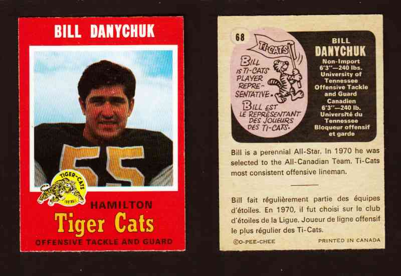 1971 CFL O-PEE-CHEE FOOTBALL CARD #68 B. DANYCHUK photo