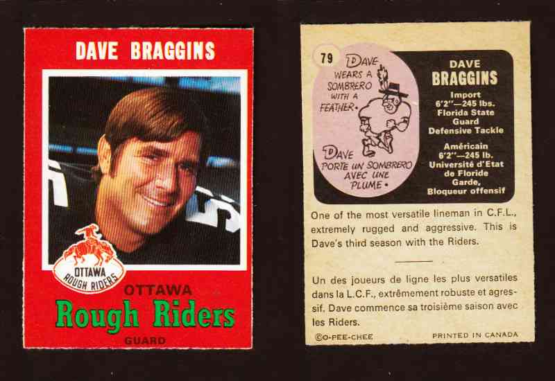 1971 CFL O-PEE-CHEE FOOTBALL CARD #79 D. BRAGGINS photo