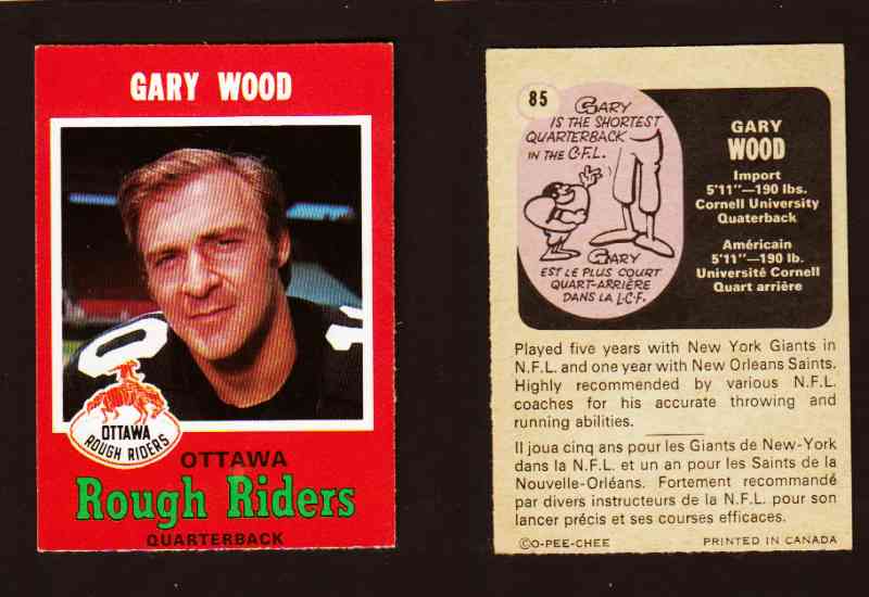 1971 CFL O-PEE-CHEE FOOTBALL CARD #85 G. WOOD photo