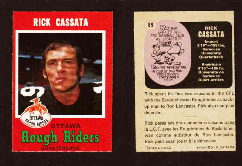 1971 CFL O-PEE-CHEE FOOTBALL CARD #89 R. CASSATA photo
