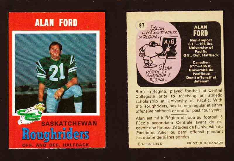 1971 CFL O-PEE-CHEE FOOTBALL CARD #97 A. FORD photo