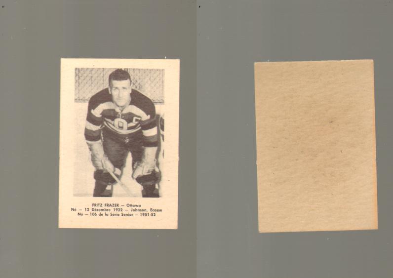 1951-52 LAVAL DAIRY HOCKEY CARD #106 F. FRAZER photo