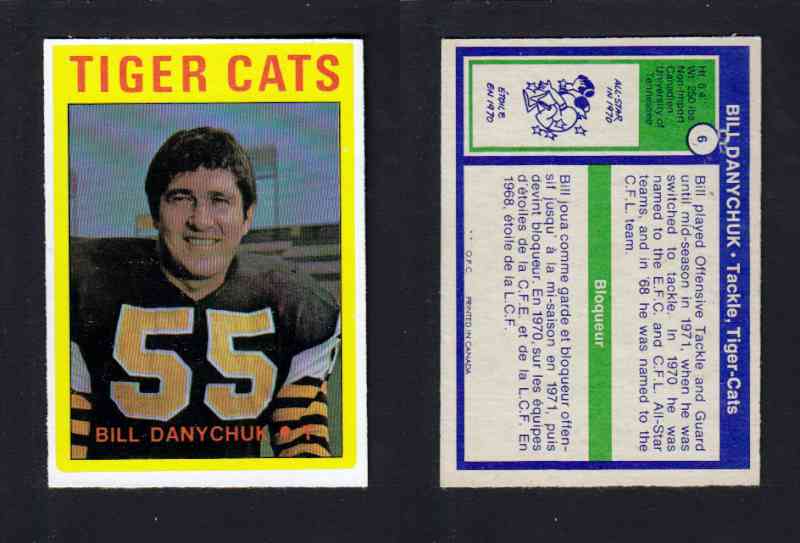 1972 CFL O-PEE-CHEE FOOTBALL CARD #6 B. DANYCHUK photo