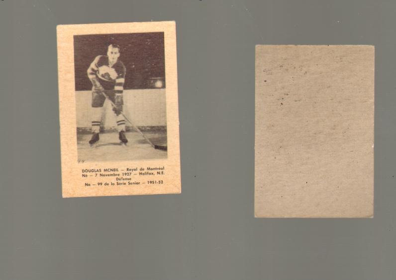 1951-52 LAVAL DAIRY HOCKEY CARD #99 D. MCNEIL photo