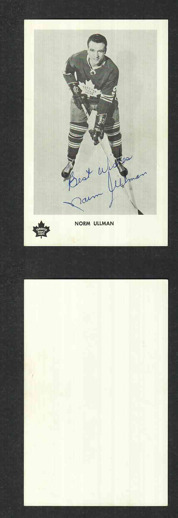 1960'S TORONTO MAPLE LEAFS N. ULLMAN POST CARD AUTOGRAPHED photo