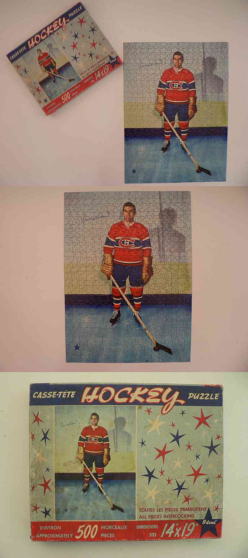 1950'S IDEAL MONTREAL CANADIENS MAURICE RICHARD PUZZLE & BOX photo