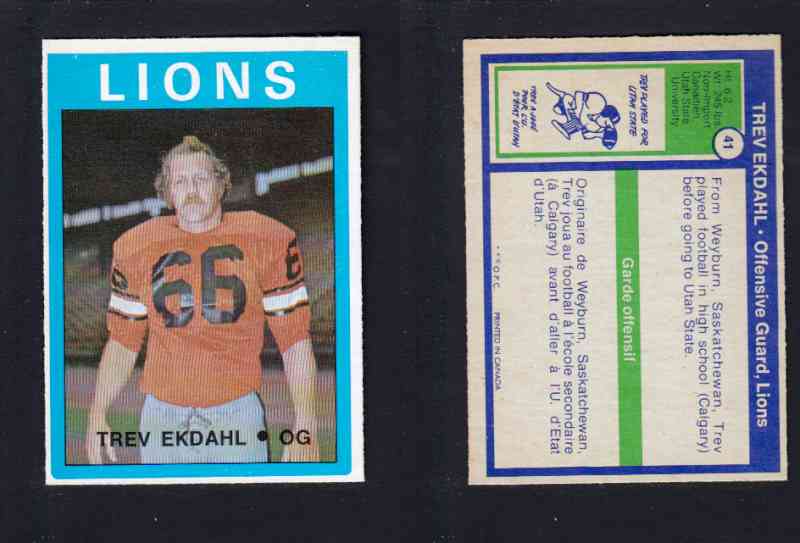 1972 CFL O-PEE-CHEE FOOTBALL CARD #41 T. EKDAHL photo