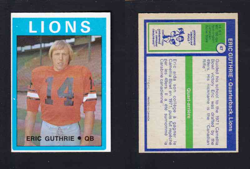 1972 CFL O-PEE-CHEE FOOTBALL CARD #47 E. GUTHRIE photo