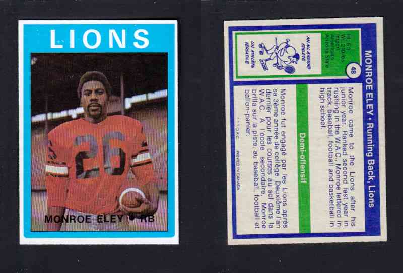 1972 CFL O-PEE-CHEE FOOTBALL CARD #48 M. ELEY photo