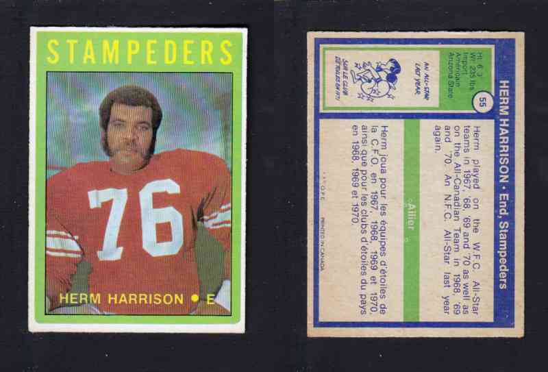 1972 CFL O-PEE-CHEE FOOTBALL CARD #55 H. HARRISON photo